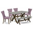 Pemberly Row 6-Piece Wood Dining Set in Cement and Jacobean Finish