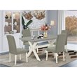 Pemberly Row 5-Piece Wood Dining Table Set in White and Dark Shitake