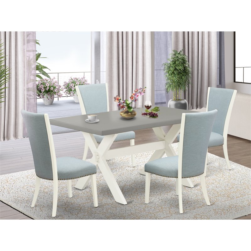 Pemberly Row 5-Piece Wood Dining Set with Upholstered Seats in White