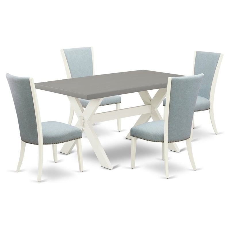 Pemberly Row 5-Piece Wood Dining Set with Upholstered Seats in White