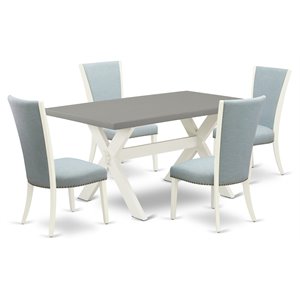 Pemberly Row 5-Piece Wood Dining Set with Upholstered Seats in White