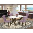 Pemberly Row 5-Piece Dining Set in Linen White and Jacobean Brown