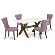 Pemberly Row 5-Piece Dining Set in Linen White and Jacobean Brown