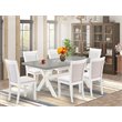 Pemberly Row 7-Piece Wood Dining Set in Cement/Cream/Linen White Finish