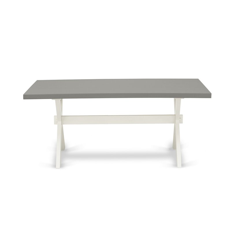 Pemberly Row 7-Piece Wood Dining Set in Cement/Cream/Linen White Finish