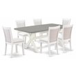 Pemberly Row 7-Piece Wood Dining Set in Cement/Cream/Linen White Finish