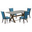 Pemberly Row 5-Piece Acacia Wood Dinette Set in Cement and Brown