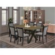 Pemberly Row 7-Piece Dining Set in Acacia Wood Black and Jacobean Finish