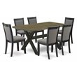 Pemberly Row 7-Piece Dining Set in Acacia Wood Black and Jacobean Finish