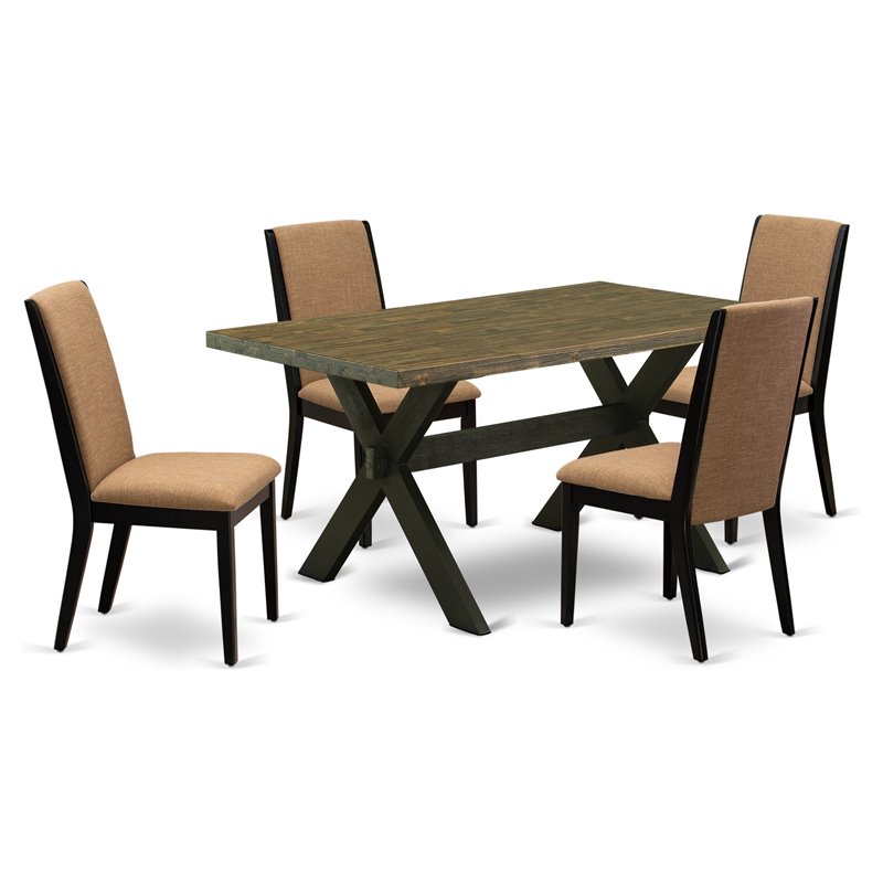 Pemberly Row 5-Piece Wood Kitchen Dining Set in Wire Brushed Black