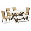 Pemberly Row 6-Piece Dining Set with Bench and Linen White Table