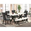 Pemberly Row 6-Piece Wood Dining Table Set in Linen White and Black