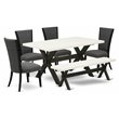 Pemberly Row 6-Piece Wood Dining Table Set in Linen White and Black