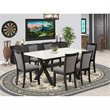 Pemberly Row 7-Piece Dining Set in White/Dark Gray with Upholstered Chairs