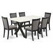 Pemberly Row 7-Piece Dining Set in White/Dark Gray with Upholstered Chairs