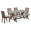 Pemberly Row 6-Piece Acacia Wood Dining Table Set in Jacobean Finish