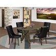 Pemberly Row 5-Piece Wood Dining Set with PU Leather in Jacobean