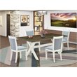 Pemberly Row 5-Piece Mid-Century Dining Set in Linen White and Jacobean