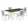 Pemberly Row 5-Piece Mid-Century Dining Set in Linen White and Jacobean