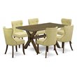 Pemberly Row 7-Piece Wood Dining Set in Distressed Jacobean and Limelight