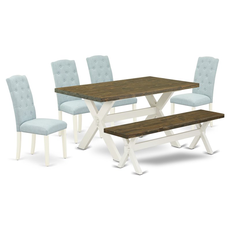 Pemberly Row 6-Piece Wood Kitchen Table Set with Baby Blue Finish