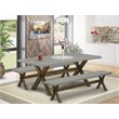 Pemberly Row 3-Piece Wood Dining Table Set with Jacobean Brown Finish