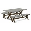 Pemberly Row 3-Piece Wood Dining Table Set with Jacobean Brown Finish