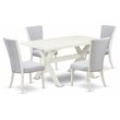 Pemberly Row 5-Piece Wood Dining Table Set in Linen White Finish
