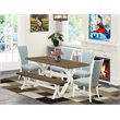 Pemberly Row 6-Piece Dining Table Set with Linen Chairs in Baby Blue