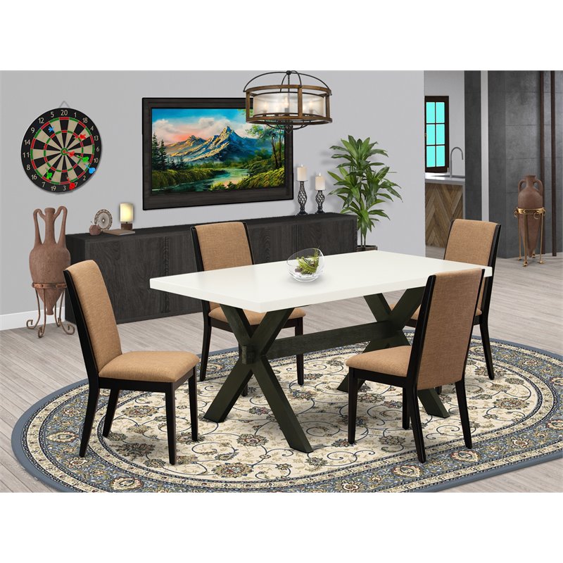 Pemberly Row 5-Piece Wood Dining Set in Black and Light Sable