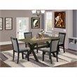 Pemberly Row 5-Piece Dining Set with Rubberwood in Distressed Jacobean