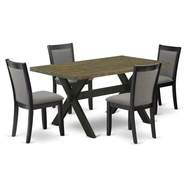 Pemberly Row 5-Piece Dining Set with Rubberwood in Distressed Jacobean