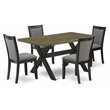 Pemberly Row 5-Piece Dining Set with Rubberwood in Distressed Jacobean