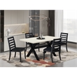Pemberly Row 5-Piece Dining Set with Stackable Chairs in Linen White