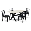 Pemberly Row 5-Piece Dining Set with Stackable Chairs in Linen White