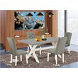 Pemberly Row 5-Piece Dining Set with Linen Seats in Linen White & Smoke
