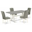 Pemberly Row 5-Piece Dining Set with Linen Seats in Linen White & Smoke