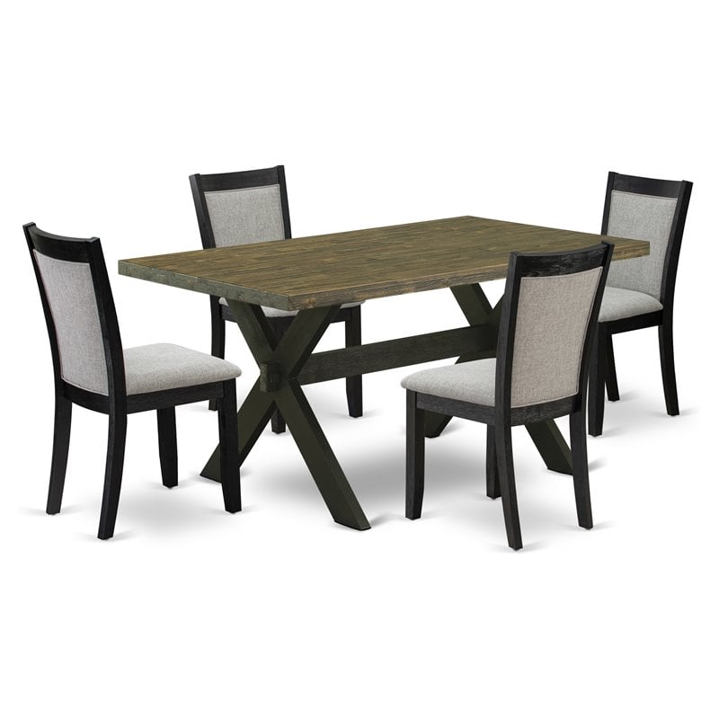 Pemberly Row 5-Piece Dining Set with Acacia Wood Table in Jacobean Finish