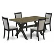 Pemberly Row 5-Piece Dining Set with Acacia Wood Table in Jacobean Finish