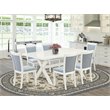 Pemberly Row 7-Piece Dining Set with Acacia Wood Table in White Finish