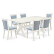 Pemberly Row 7-Piece Dining Set with Acacia Wood Table in White Finish