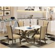 Pemberly Row 5-Piece Wood Dining Set in Multi-Color and Linen Finish