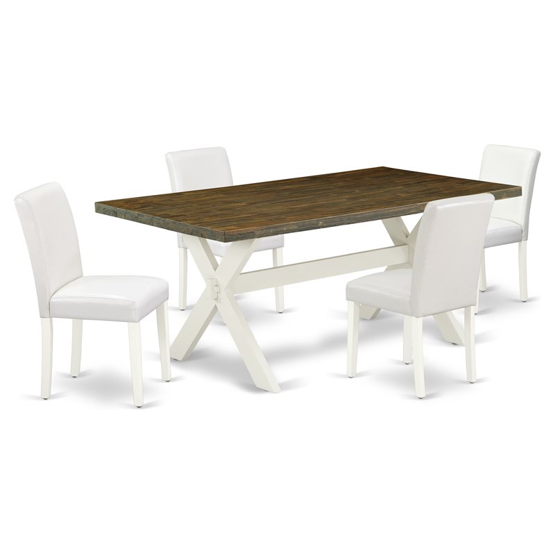 Pemberly Row 5-Piece Wood Dining Set in Jacobean and Linen Finish