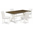 Pemberly Row 5-Piece Wood Dining Set in Jacobean and Linen Finish