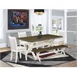 Pemberly Row 6-Piece Kitchen Table Set in Cream and Jacobean Finish