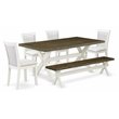 Pemberly Row 6-Piece Kitchen Table Set in Cream and Jacobean Finish