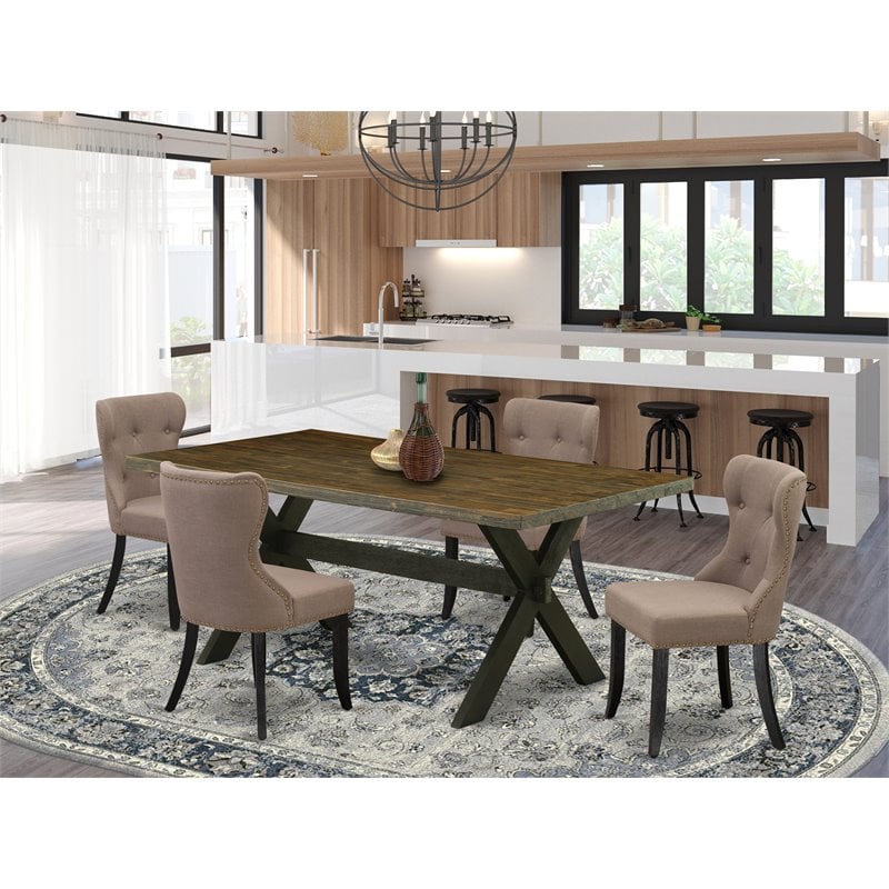 Pemberly Row 5-Piece Dining Set in Coffee/Black/Jacobean Finish