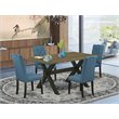 Pemberly Row 5-Piece Dining Set in Black/Mineral Blue Finish