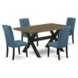 Pemberly Row 5-Piece Dining Set in Black/Mineral Blue Finish
