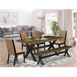 Pemberly Row 6-Piece Wood Dining Set with Bench in Multi-Color Finish